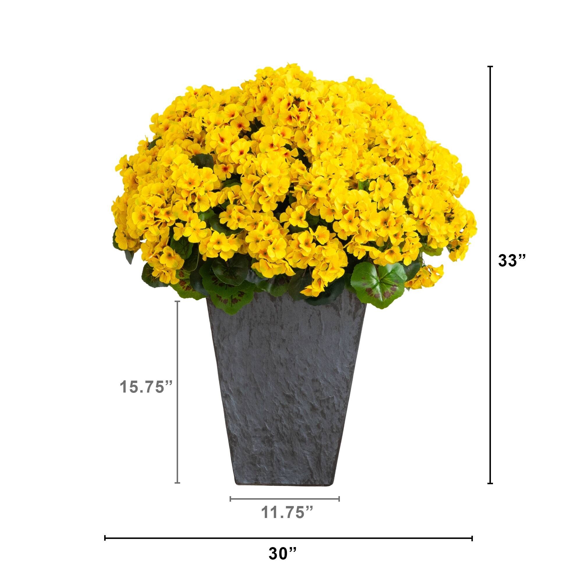 33" UV Resistant Artificial Geranium Plant in Slate Ceramic Planter (Indoor/Outdoor)